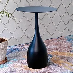 Greetwood Metal Side Table for Living Room Decor — 23 Inch Drop Shape Round Table | Aluminum Casting with Powder Coating | Coffee/Dining/End Table - Easy Assembly (Black)-picture-17