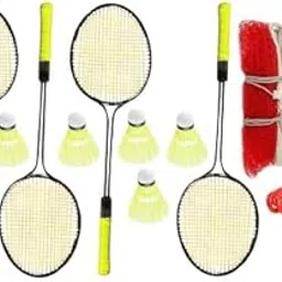 Badminton Set with 4 Racquets, 6 Nylon Shuttlecocks, Net, Skipping Rope-picture-38