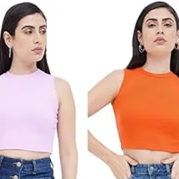 Ben Martin Women's Cotton Stretchable Round Neck Sleeveless Slim Fit Tank Top Combo Pack of 2-picture-14