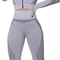 GLAMFIT Samless Women 3pcs Yoga Sets Fitness Sport Suit Long Sleeve Zipper with Sport Bra & Leggings Pants-picture-32