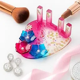 Handcrafted Resin Heart Wall Decor, Pink and Blue with Pearl Accents, Floral Design image 1