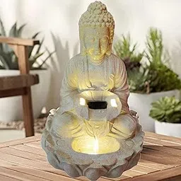 ALILA Meditating Kamal Buddha Water Fountain Statue for Home Living Room Decor Decoration Indoor Outdoor Gifting Items, 21inches/53cm-picture-30