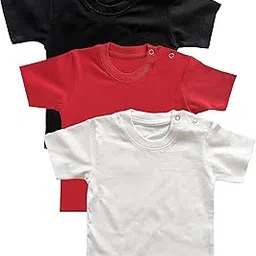 fabious Unisex Baby T-Shirt Plain Super Combed Ring Spun Cotton for Infant & Toddler Boys & Girls | Combo Pack of 3-picture-25