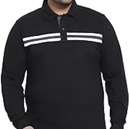 kalt Men Full Sleeves Polo Neck Cotton Blend Striped T-Shirt-picture-37