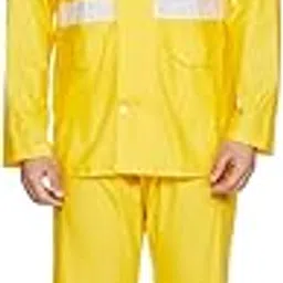 amazon brand - symactive Amazon Brand – Symactive PVC Raincoat for Men with Hood | Waterproof Jacket & Pants Set |Reflective Tapes | Seam-Sealed | Size 2XL | Yellow-picture-25