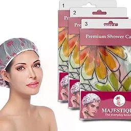 Majestique Shower Cap for Women – 3Pcs Reusable, Waterproof & Washable Hair Cap for Bath | Stylish & Durable for All Hair Lengths & Types-picture-10