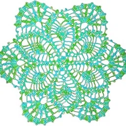 Round Crochet Doily, Blue-Green Ombre Cotton Lace, Handmade Decorative Tablemat-picture-10