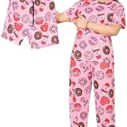 SALIMAR Enterprise 3 Pcs Women Printed Co-Ords Set Night Suit and Night Dress T-Shirt Pyjama Combo Night Dress2 Parent-picture-23