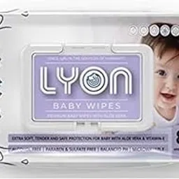 Lyon baby wet wipes with lid | 80 wipes | Enriched with aloe vera and vitamin E | Paraben - free and alcohol - free | Extra thick & moist wet wipes for baby's | 95% Pure Water-picture-46