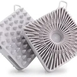 Getmecraft Silicone Bath Scrubber and Shampoo Brush, 2 in 1 Bath Brush, Loofah, Lather Nicely, Long Lasting, Gentle Exfoliating for Women (Grey)-image-43