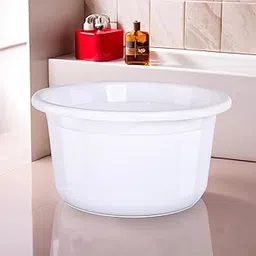 Kuber Industries Plastic 25 Ltr Bathtub | Baby Bathing Tub for Home, Washroom & Kitchen Use | Lightweight and Multipurpose Water Tub | Suitable For Laundry and Cleaning - White-picture-31