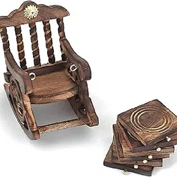 Doon Wooden Coaster Set of 6 | Antique Miniature Rocking Chair Design | Tea, Coffee, and Table Coaster Set | Elegant Home Décor | Durable and Stylish-picture-10