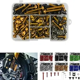 Motorcycle Fairing Bolt Kit 195pcs M5 M6 Motorcycle Windscreen Screws Fastener Clips Screws Fixing Sportbike Bolts Fairing Bolts And Nuts Kit CNC-Gold-picture-26