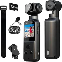 Body Camera 5K with External Microphone, Mini Video & Audio Pocket Cam 270° Rotation Camera for Outdoor Sport, Bike, Travel, Police Law Enforcement, Personal Civilians, 128GB Included-picture-11