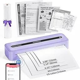 COLORWING M832 Portable Printers Wireless for Travel, 300DPI Mini Compact Inkless Printer, Thermal Bluetooth Printer Compatible with Android and iOS Smartphone & Tablet & Laptop - Purple-image-8