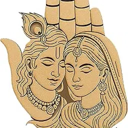 American Elm Radha Krishna MDF Cutout Pre Marked Wooden Hand Design for Wall Decor DIY Painting & Spiritual Craft-image-50