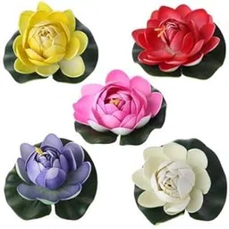 Evisha Artificial Flowers Floating Lotus with Buds (Multicolour Set of 3)-picture-31