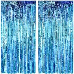 SYMKARD-Metallic Purple Foil Fringe Curtain, Party Decoration Backdrop, Shiny Tinsel (Pack of 5) (Blue)-picture-16
