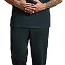 amazon brand - anarva Men's Cotton 2 Piece Outfit Casual Short Sleeve Crew Neck Button Down Shirt Beach Loose Pant Sets-picture-37