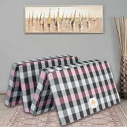 2 Inch 4 Fold Dual Comfort Reversible Foldable UHD Foam Single Bed Mattress, Pink Multicolor-image-1