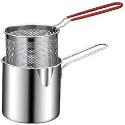 cearix SALES Small Deep Frying Pot with Strainer Basket – 1200ml Stainless Steel Pan with Handle for Frying French Fries, Chicken Wings, Boiling Butter – Includes Fryer Tong and Mesh Strainer-picture-20