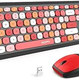 Wireless Keyboard and Mouse Combo, Slim Compact 2.4G USB Full Size Wireless Mouse and Keyboard Combo, Cute 110 Keys Keyboard for PC, Notebook, MacBook, Tablet, Laptop, Windows System (Black Colorful)-image-28