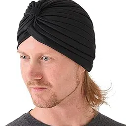 bismaadh Unisex Turban Hat, Vintage Polyester Pleated Head Wrap Headband Cross Twist Hair Wrap Chemo Turban Headwear-picture-45