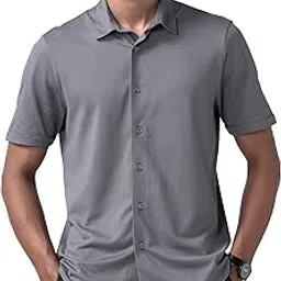 Constant All-Degree Half Sleeve Shirt for Men, Pique Textured for Man, Thermoregulating Cotton Blend, Recycled Fabric Shirts Stylish-image-35