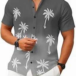 hmkm Nareli Print Cotton Multi-Coloured Short Sleeve Button Down Beach Outfits for Men Shirt-picture-34