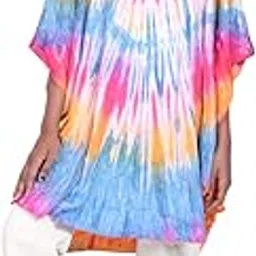 sun-rose fashions Hand Tie dye printed multicolor beach kaftan cover up-picture-50