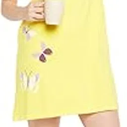 clovia Women's Cotton Butterfly Print Short Nightdress in Yellow-picture-45