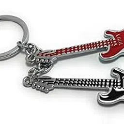 Musical Guitar Metal Keychain and Keyring for Music Lovers (Colour -Red & Black)-picture-55