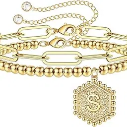 jewels galaxy Jewellery For Women Gold Plated Alphabetical S Bracelet (CT-BNG-49124-S)-picture-50