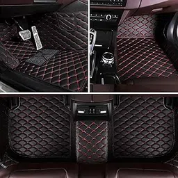 Premium 7D Car Floor Mat Full Set for Mahindra Xuv 3XO|| Luxury Leather with Grass Mat Complete Set || 100% Waterproof and Washable || Color : (Black and Red)-image-38