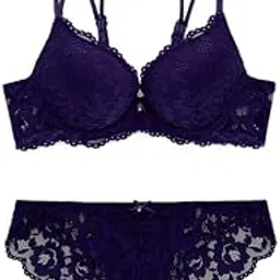 secret lives Polyester Women Bridal Padded Lavendar Hipster Lingerie Set-picture-34