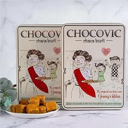 Chocovic Roasted Chana Burfi - 800 gm Tin Box | Authentic Punjabi Sweet | Freshly Made with Local Flavors | Indian Sweets - No Added Preservatives-picture-14