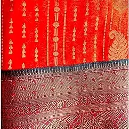 Jacquard Silk Kanjivaram Saree for Women | Traditional South Indian Saree with Blouse Piece | Elegant Soft Silk Saree with Blouse Piece for Festive, Party & Wedding Occasions (Orange)-image-27