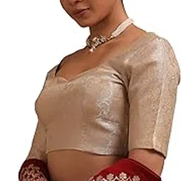 Women's Tussar Floral Sleeveless Regular Fit Blouse-image-3