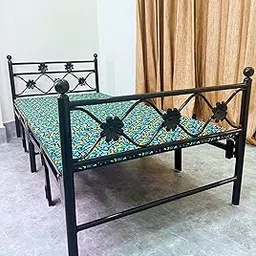 Sahni Furniture European Style Heavy Duty Folding Bed Single Size Iron/Steel/Metal Frame for Sleeping, Guest, Children and Adults (6by3ft, Powder Coated) (Single Layer Cushion)-picture-45