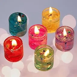 MAKE A WISH Cute Romantic Glass Jelly Gel Candles Unscented, Smokeless, Dripless, No Residue Diwali Decoration Candle for Home Decor, Offices & Festivals (Gel Candle, 12)-picture-16