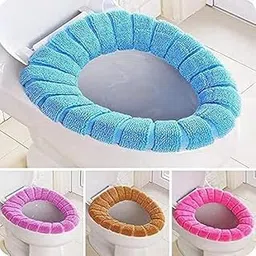 KACHKIT Toilet Seat Cover Pads,Cushion Mat Winter Washable Toilet Seat Lid Cover Pads, Cleaning Comfortable Toilet Pad,Stretchable Fibers Easy Toilet Covers (Pack of 2 ; MultiColor).-picture-17