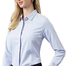 english navy Women Blue & White Vertical Stripes Opaque Formal Shirt-picture-47