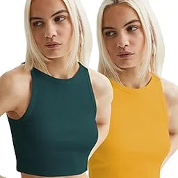 Women's Stretch Round Neck Regular Fit Sleeveless Top (Pack of 2)-image-62