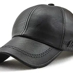Dewsshine Plain Baseball Cap, Men Adjustable Structured PU Classic Baseball Cap Hat,Winter for Elderly Father-picture-44