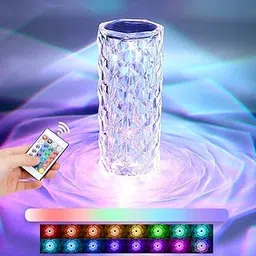 EACH Crystal Diamond Table Lamp Color Changing, Touch Control Creative Rose LED Ambient Night Light, Modern Bedside lamp Home Candlelight Dinner Decoration (16 Colors Changing Dynamic Mode) Pack of 1-image-34