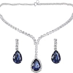 dipme Crystal Necklace Set for Women with Earrings | Fancy Jewelry Set for Women for Weddings, Parties, and Celebrations | Perfect Accessory for Stylish Women-picture-51