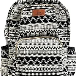 handimart Geometric Pattern Cotton Backpack, 15.75L Capacity, Black and White, Adjustable Straps-picture-30