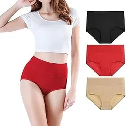 diving deep Womens Underwear Cotton High Waist Tummy Control Top Panties No Muffin Top Full Coverage Women's Briefs - 3 Pack-picture-43