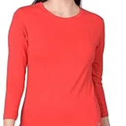 comfort lady Super Combed Cotton Blend Regular Fit Solid Round Neck 3/4 Sleeve T-Shirt for Women-picture-22