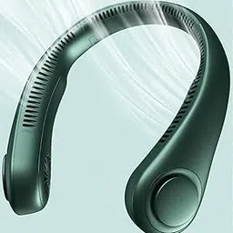 Portable Neck Fan, Bladeless USB Rechargeable, 360° Cooling Wearable Neckband, White image 1